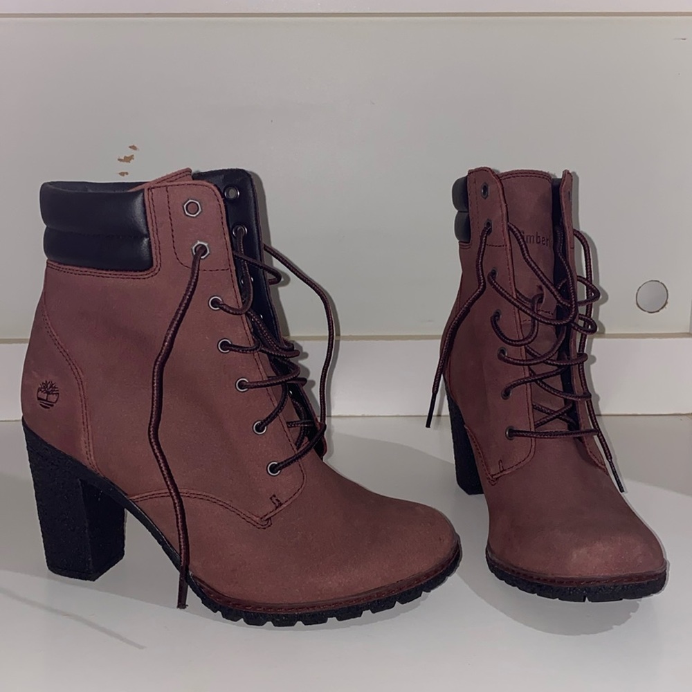Women Timberland Heels Size 9 Burgundy